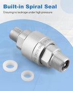 M16-M14 Hydraulic Quick Connect Fittings, 2 Pcs Hydraulic Quick Coupler w/Build-in Plunger, Fit for AGT and Chinese Mini Excavators - 2 Male & Female Hydraulic Hose Fittings - Image 4