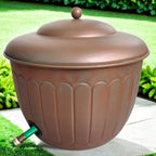 BSTGIFTS Garden Water Hose Holder - Decorative Metal Pot, Metal Hose Storage Pot, Garden Storage Organizer, Patio Portable Bucket - Antique Copper Accents, Holds up to 100ft Hoses (Embossed) - Image 2