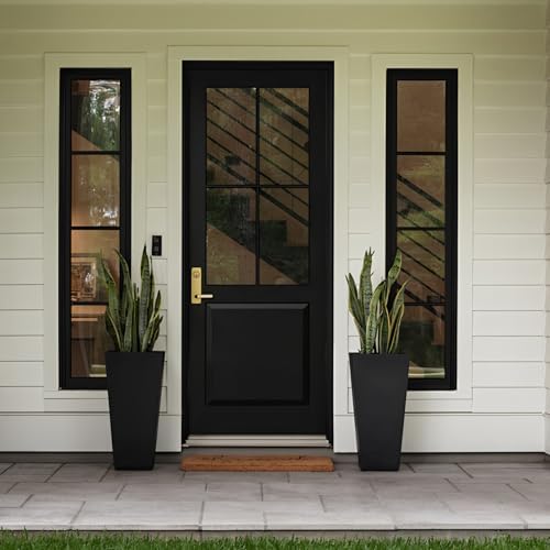 22" Tall Planters with Self Watering, 22 Inch, Black, Set of 2 - Image 4