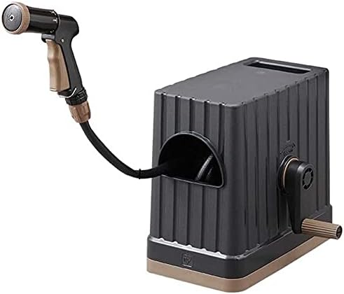 Resin Outdoor Water Pipe Car Wash Water Gun, Hidden Hose with Cover, Durable Hose Storage Reel with Crank, Waterproof Connection Cover,Black,20 Meters (65.6ft) by Unknown