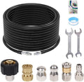 70FT Sewer Jetter Kit for Pressure Washer, 5800PSI, 1/4 Inch NPT Drain Cleaner Hose Sewer Jetting with Rotating Corner Button Nose Nozzle for Pipe Cleaning by NuFlySic