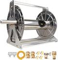 Stainless Steel Garden Hose Reel with 10-Pattern Nozzle Wall/Floor Mount Hose Storage Rack for 328-Feet 1/2-Inch Hose Capacity by Unknown
