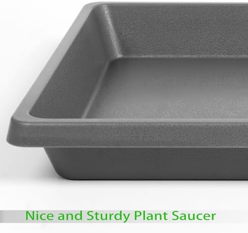 16 Inch Square Plant Saucer 2 Pack, Plant Saucers for Indoors, Large Heavy Duty Plastic Flower Plant Trays for Pots, Under Plant Water Catcher Tray for Potted Plants Outdoors Planter Water Tray - Image 4