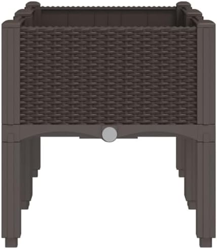 Elevated Garden Planter Box Brown PP Rattan Look 31.5x15.7x16.5 - Image 4
