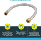 SharkBite 3/4 Inch x 3/4 Inch FIP x 24 Inch Stainless Steel Braided Flexible Water Heater Connector, Push To Connect Brass Plumbing Fitting, PEX Pipe, Copper, CPVC, PE-RT, HDPE, U3088FLEX24LF - Image 3