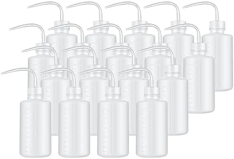 PATIKIL 18 Pcs 250ml Plastic Wash Bottles, Multi-purpose, Plant Care, Cleaning, Lab Use, Chrome Finish, Transparent, Reusable, 8 Ounce, High Density Polyethylene, Slim Neck Bottle by PATIKIL