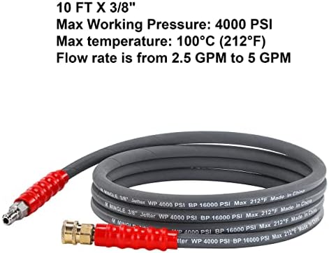 M MINGLE Pressure Washer Jumper Hose, 10 FT Whip Hose for Power Washer - Image 2