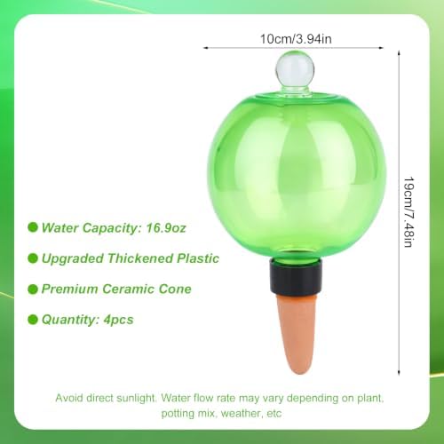 Penitue 4Pcs Plant Watering Globes, 16.9oz Self Watering Bulbs Spikes Slow Release Water Planter Insert with Top Fill Design for Indoor Outdoor Plant Waterer Device Automatic Drip Irrigation System - Image 2