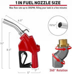 1" NPT Automatic Fuel Nozzle, Auto Shut-Off Gas Pump Nozzle Max Flow Rate 30GPM, 3-speed Padlock 19/16 Inches (OD=30mm) Spout for Gasoline, Diesel, Kerosene Biodiesel (Red) - Image 2
