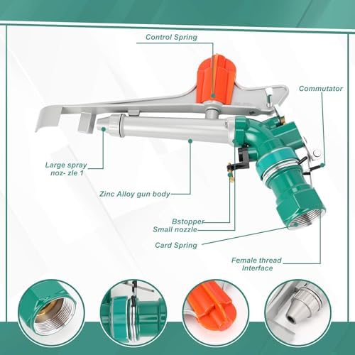 VIHOSE 1-1/2 '' Agriculture Irrigation Sprinkler Large Area Farm Gun - Image 3