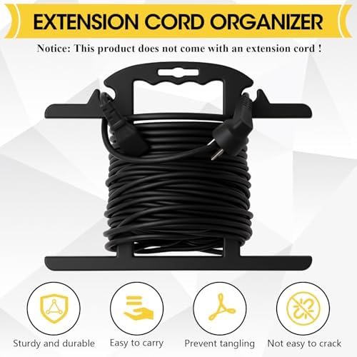 Ripeng 3 Pcs Heavy Duty Extension Cord and Hose Reel with Carrying Handle, Durable ABS H-shape Design Fits 100ft Cord Cable or Water Hose, 50ft Soaker Tube Management (Black) - Image 3