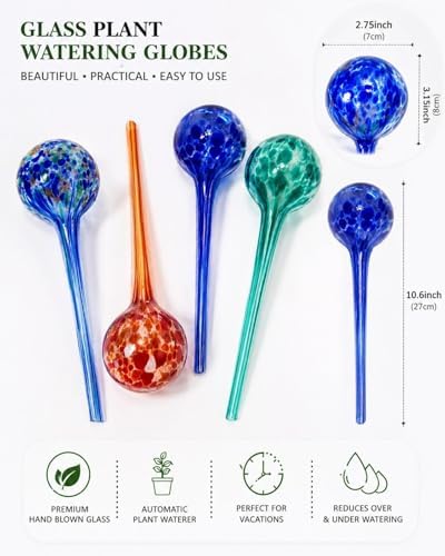 Glass Plant Watering Globes, 10.6 inch, Hand Blown, Set of 4 - Image 3