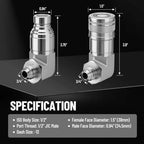 90° Elbow Flat Face Hydraulic Coupler, 1/2" Body Size x 1/2" JIC - Image 4