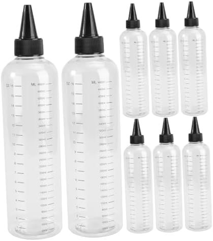 Veemoon 8 Pack Graduated PET Squeeze Bottles with Fine Tip Caps 17oz by Veemoon