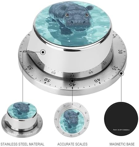 Hippo in Water Kitchen Timer for Cooking Mechanical Rotating Alarm Countdown Countup Timers - Image 3