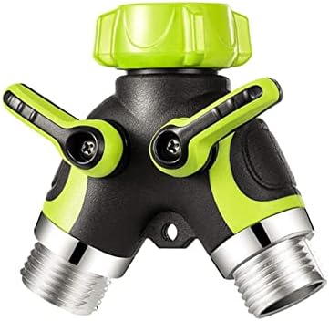 2 Way Y Valve Garden Hose Connector Splitter Adapter, Garden Hose Splitter with Valve, Garden Hose Y Valve Connectors (Color : Green, Size : 10x8.8x4.8cm) by Unknown