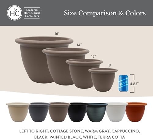 The HC Companies Sevilla Flower Planters - Durable Outdoor & Indoor Planter - Round Lightweight Self Watering Plant Pots for Herbs & More (14" White, Pack of 1) - Image 6