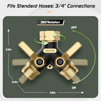 Hose Splitter 2 Way Heavy Duty, Garden Hose Splitter- Full Metal Body Y Type with Dual Shut Off Valves, 3/4" Standard Threads, Leak-Proof Dual Outlet Splitter for Sprinklers and Irrigation Systems - Image 4