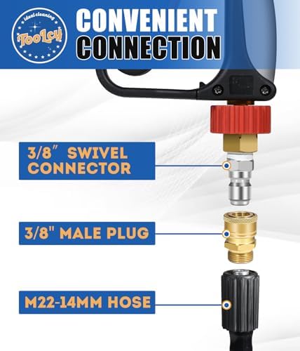 TOOLCY Pressure Washer Hose and Gun Kit 50ft Kink Resistant 3/8" & M22-14mm - Image 6