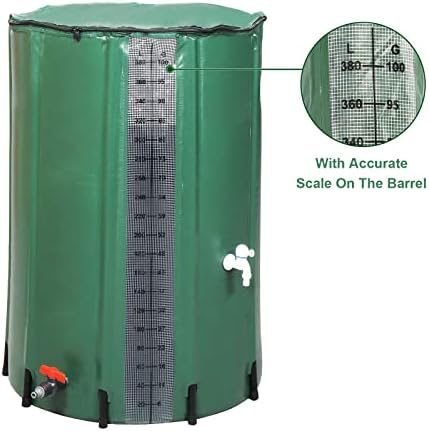 Collapsible Rain Barrel with Scale,100 Gallon with 500D Oxford Cloth, Portable Rain Collection System, Water Barrel Collector w/Filter Spigot, Green - Image 3