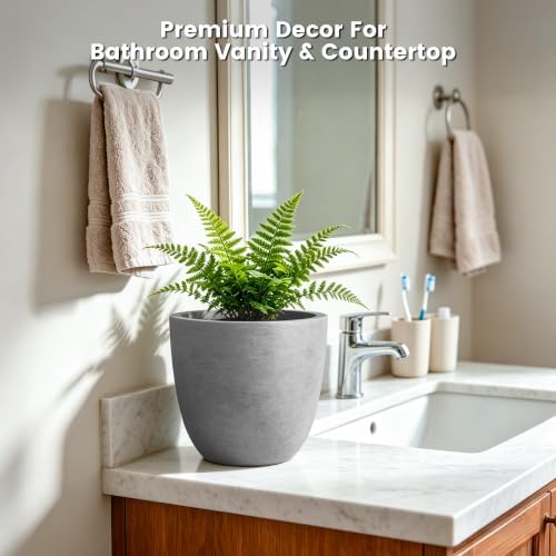 Kante Small Round Bowl Pale Gray Concrete Planter 10" Dia, Outdoor - Image 5