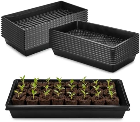 RooTrimmer 10 Pack 1020 Trays and 10 Pack 1020 Mesh Bootom Trays, 20'' x 10'', Heavy Duty Propagation Flats for Microgreens, Seed Starting, Soil Blocks, Hydroponics & Wheatgrass (10 Sets) by RooTrimmer