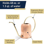 Copper Watering Can Indoor Plants - 48oz Long Spout Precise Small Water Can for Plants, Bonsai, Succulents, Houseplants, or Garden - Metal Inside or Outdoor Plant Watering Cans by Kings County Tools - Image 3
