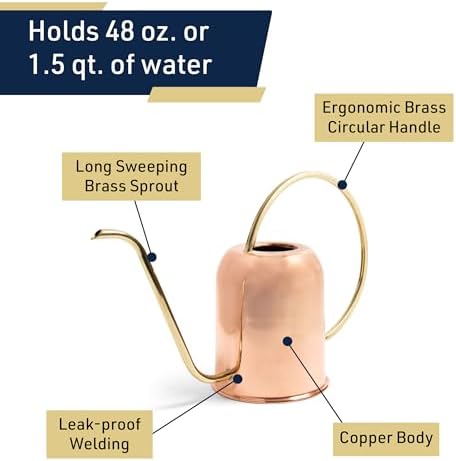 Kings County Tools Copper Watering Can Indoor Plants, 48oz - Image 3