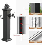 Freestanding Garden Water Column, Antifreeze Water Fountain Post, Hose Holder with Double Outlet Faucet for Villa Courtyard Camping(114cm/44in) - Image 2