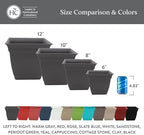 The HC Companies Eclipse Square Planter Pot, 12 Inch, Cottage Stone, 2-Pack - Image 6