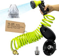 Exterior Sprayer Kit with All-Metal RV Spray Port, 16.4FT Coiled Hose with 8-Pattern Spray Nozzle & Black All-Metal Spray Port, Heavy Duty Marine Washdown Coil Hose System by Terapaton