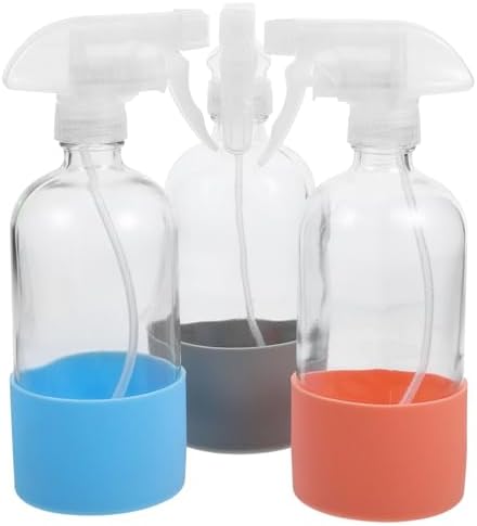 BESPORTBLE 3 Pack Glass Spray Bottles with Silicone Base 500ml for Home Use by BESPORTBLE