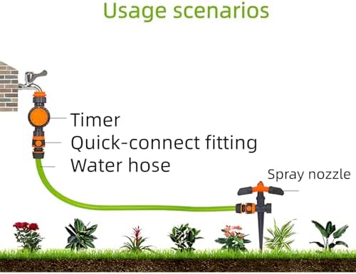 Automatic Water Timer with Hose Sprinkler, Outdoor Garden Drip Irrigation System, Mechanical Watering Controller for Potted Plants (3-Outlet Timer) - Image 4
