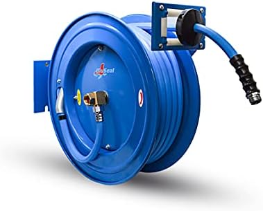 BLUSEAL BSWR1250HRS Retractable Hose Reel with 1/2" x 50' Hot Water Rubber Hose, 6' Lead-in, Hose Reel Swivel Mount, 9 Pattern Spray Nozzle - Image 3