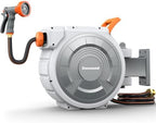 Retractable Garden Hose Reel, 1/2 Inch x 85 ft Wall Mounted, Heavy Duty Garden Hose Reel with 9 Patterns Nozzle, Any Length Lock, Upgraded Slow Return System and 180°Swivel Bracket (1/2" 85FT) by Unknown
