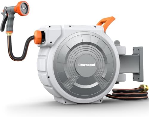 Retractable Garden Hose Reel, 1/2 Inch x 85 ft Wall Mounted, Heavy Duty Garden Hose Reel with 9 Patterns Nozzle, Any Length Lock, Upgraded Slow Return System and 180°Swivel Bracket (1/2" 85FT) by Unknown