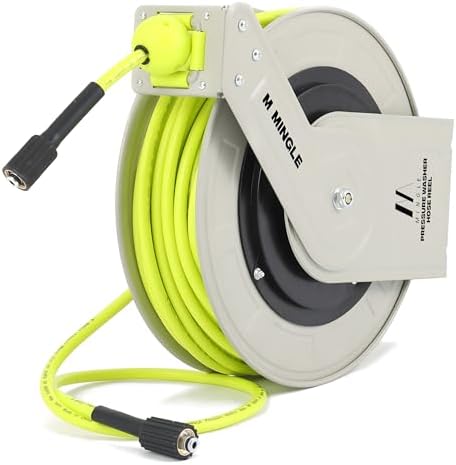 MINGLE Retractable Pressure Washer Hose Reel, 1/4" × 100ft by MMINGLE
