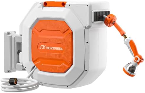 Heavy Duty Retractable Garden Hose Reel 5/8 inch x 100ft Wall Mounted by Spaceandtimesaver