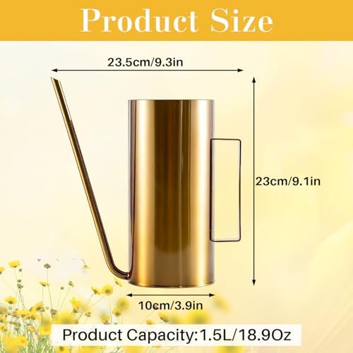 1.5L/50.7oz Watering Can with Long Spout, Stainless Steel Indoor Planter - Image 2