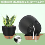 Self Watering Pots with Water Level Indicator, 12" 10" 9" 8" Large Plastic Flower Pots with Mesh Drainage Hole and Removable Saucer Reservoir for Indoor Outdoor Plants 4pcs （Black - Image 5