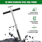 20 Inch Soil Sampler Probe, Stainless Steel Soil Core Sampling Tool with T-Handle, Heavy Duty Soil Probe for Lawn, Garden, Farm & Soil Testing - Image 2