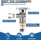 BH Angle Stop Valve 1/2" Nominal Compression x 3/8" OD, 1/4-Turn Shut Off Valve, Chrome Plated Brass, for Bathroom Toilet Kitchen Shower Plumbing(10 Pack) - Image 2