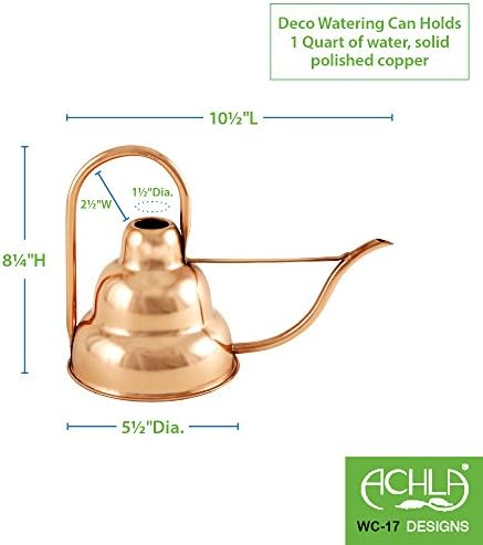 Achla Designs Deco Copper Watering Can, Copper, 1 Quart - Image 5