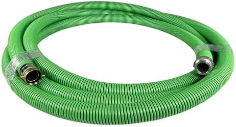 Gloxco Heavy Duty EPDM All Weather Suction Hose Assembly, Black Tube, Lime Green Helix, 2" Inside Diameter with Male x Female NPSM Pinlug Fittings Installed, 40 ft Length by Gloxco