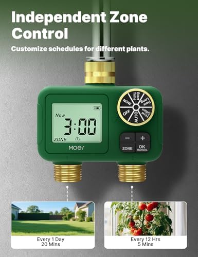 MOES 2 Zone Water Timer, Brass Fittings, Rain Delay, No Wi-Fi Required - Image 3