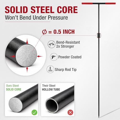 HOMESTEAD 48-Inch Soil Probe Rod with wide T handle, Comfortable Grip for Locating underground pipes and septic tanks - Image 3