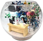 SODEF Lighted Glass Terrarium for Friend, 'Happy Birthday' Theme, Globe Vase with Street Lamp Decor, Preserved Flowers, Miniature Figures, Birthday Gift, 6.3 x 7.1 inches - Image 5