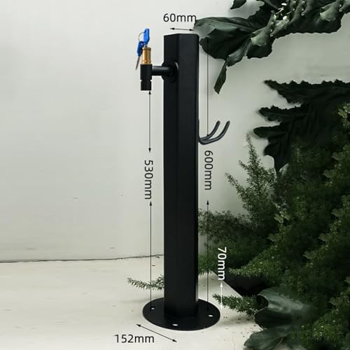 304 Stainless Steel Cylindrical Vertical Garden Water Column with Hose Stand,Outdoor Anti-Freeze Faucet Watering Fountain Irrigation Post,Yard Black F Style - Image 2
