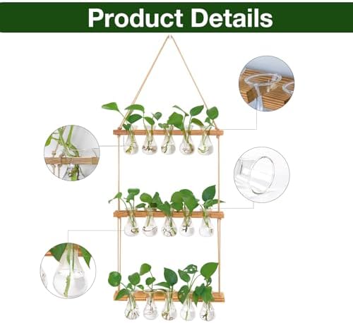 XXXFLOWER Wall Hanging Propagation Station with Wooden Stand 5 Bulb Vase 3 Tiers Planters+ 2Pcs Watering Can,Small Squeeze Bottles for Liquids,Succulent Watering Bottle with Bend Mouth,250 ML - Image 4