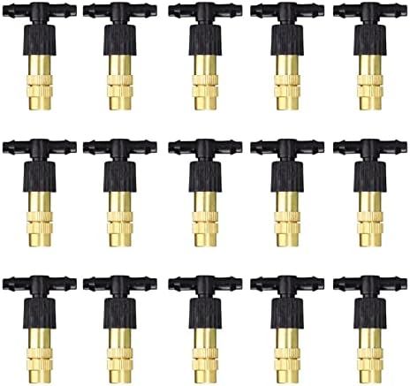 Sprinklers 30-250PCS Adjustable Copper Misting Nozzle W/ 4/7mm Plastic Tee Connector Brass Watering Irrigation Sprinkler Cooling Nozzle(100pcs) by Unknown